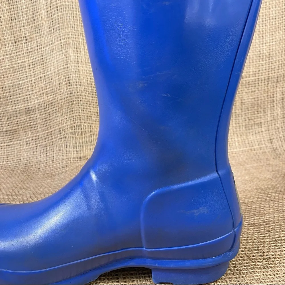Hunter Rain Boots Original Blue Rubber Tall Pull On Waterproof Size 5 - Picture 10 of 11